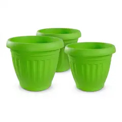 GENERICO - Pack 3 Maceteros Plástico Redondo Verde Lima 42 cm