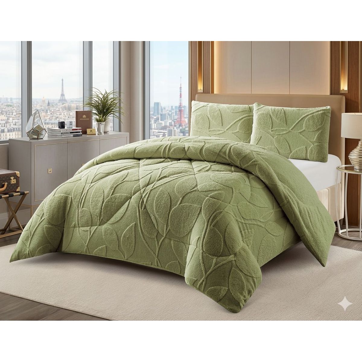GENERICO - COBERTOR DE INVIERNO KING UNICOLOR TEXTURIZADO CON CHIPORRO  QUITA FRIOTF