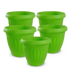 GENERICO - Pack 5 Maceteros Plástico Redondo Verde Lima 50 cm
