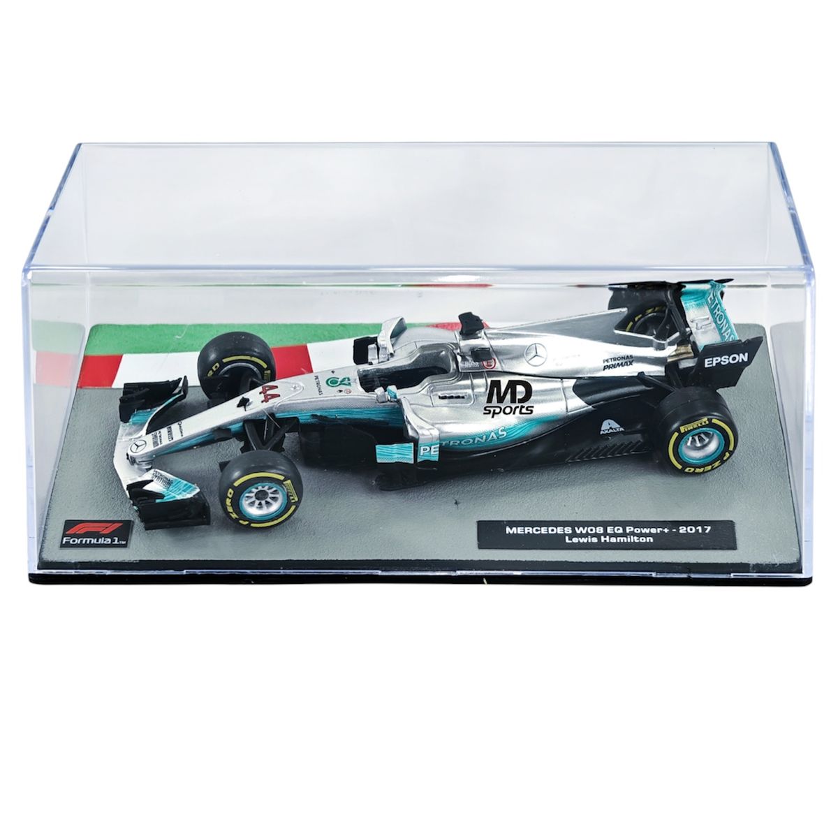 FORMULA 1 - Auto Formula 1 Mercedes W08 EQ Power+ 2017 #44 Lewis Hamilton Caja Acrilica Altaya 1:43