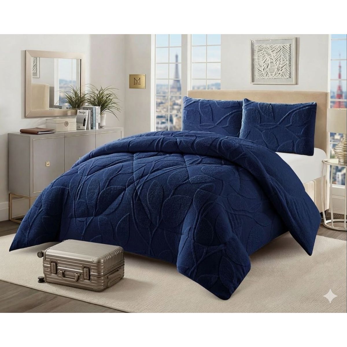 GENERICO - COBERTOR DE INVIERNO KING UNICOLOR TEXTURIZADO CON CHIPORRO  QUITA FRIOTF