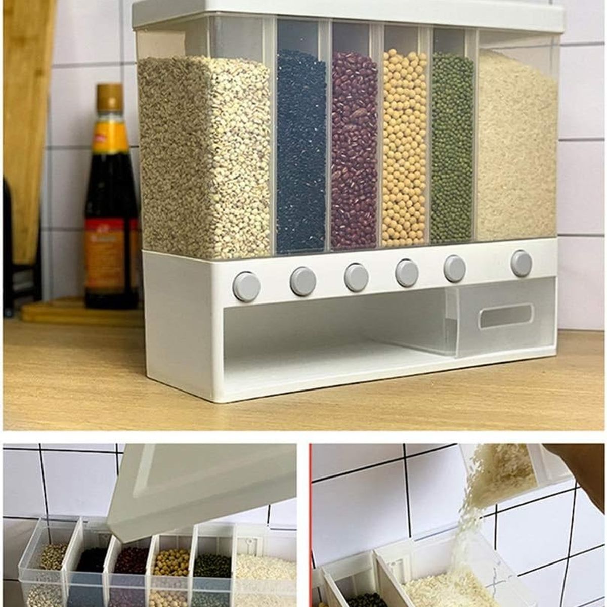 GENERICO - Dispensador de granos y cereales con 6 compartimentos