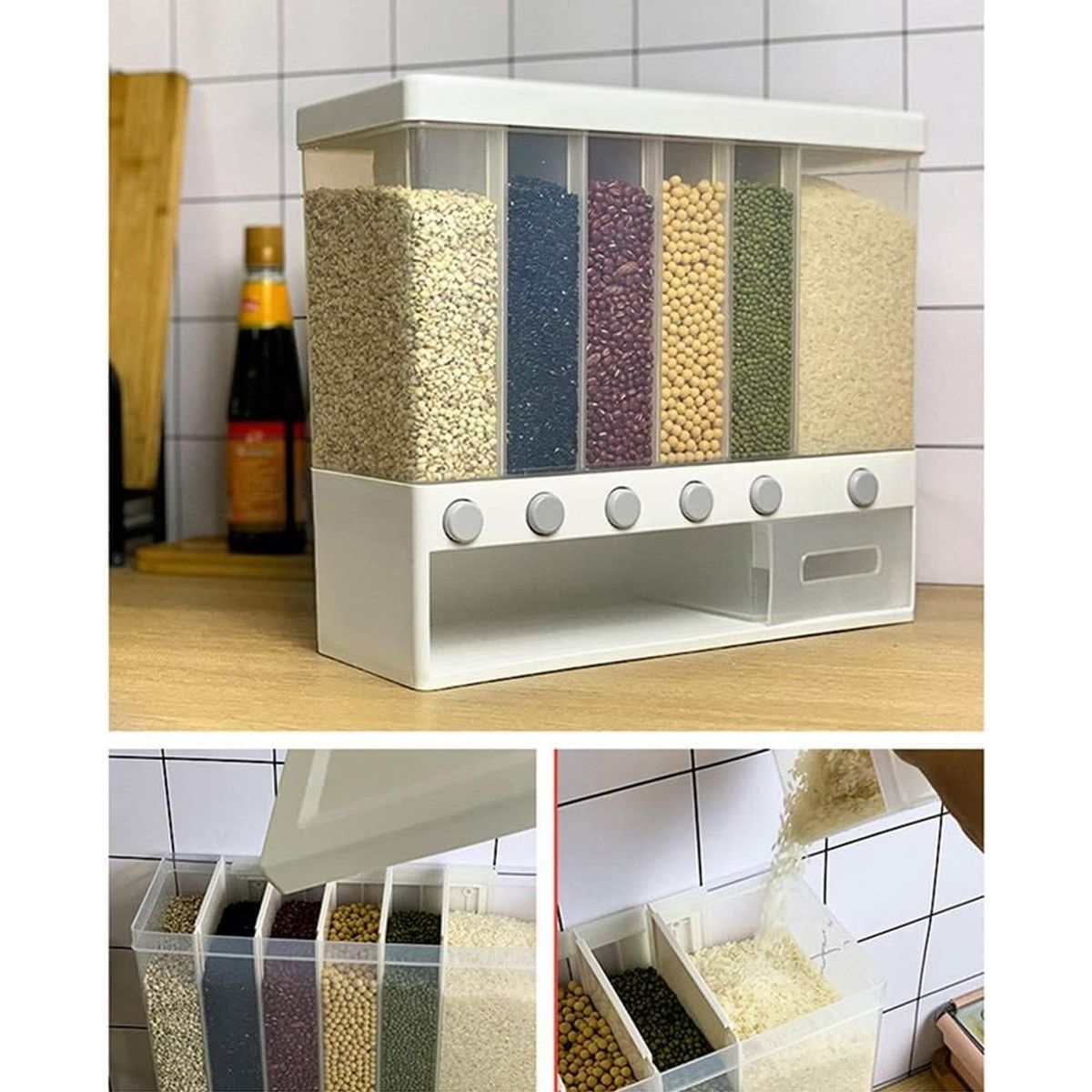 GENERICO - Dispensador de granos y cereales con 6 compartimentos