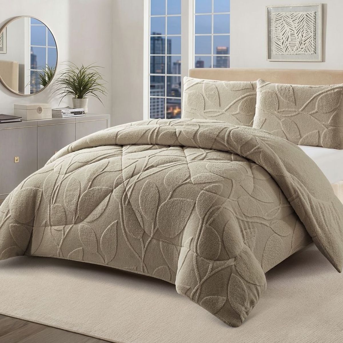 GENERICO - COBERTOR DE INVIERNO KING UNICOLOR TEXTURIZADO CON CHIPORRO  QUITA FRIOTF