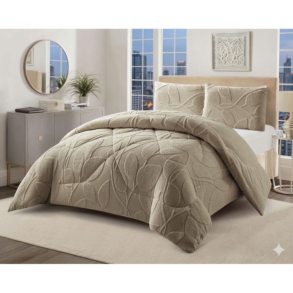 GENERICO - COBERTOR DE INVIERNO KING UNICOLOR TEXTURIZADO CON CHIPORRO  QUITA FRIOTF