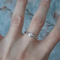 GENERICO - Anillo de Plata 950 Mujer - Dainty Martillado con Moissanita