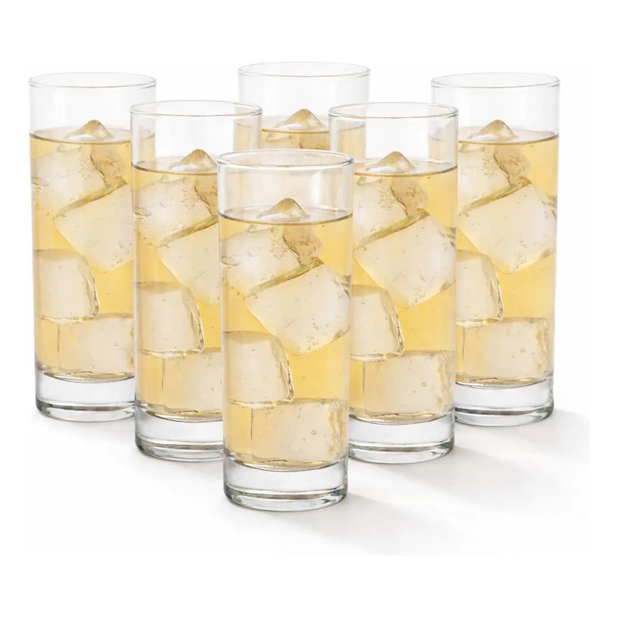 GENERICO - Set 6 Vasos Vidrio Alto 200ml Mesa Hogar Celebracion Bebidas Vidrio Transparente Pureza Luminosa