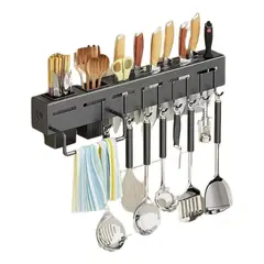 GENERICO - Organizador De Utensilios Cocina Pared Repisa Organizador Negro