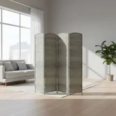 GENERICO - Biombo Separador Ambientes 4 Paneles 180cm Plegable Hogar Tonalidad Plata Suave Acabado Decorativo