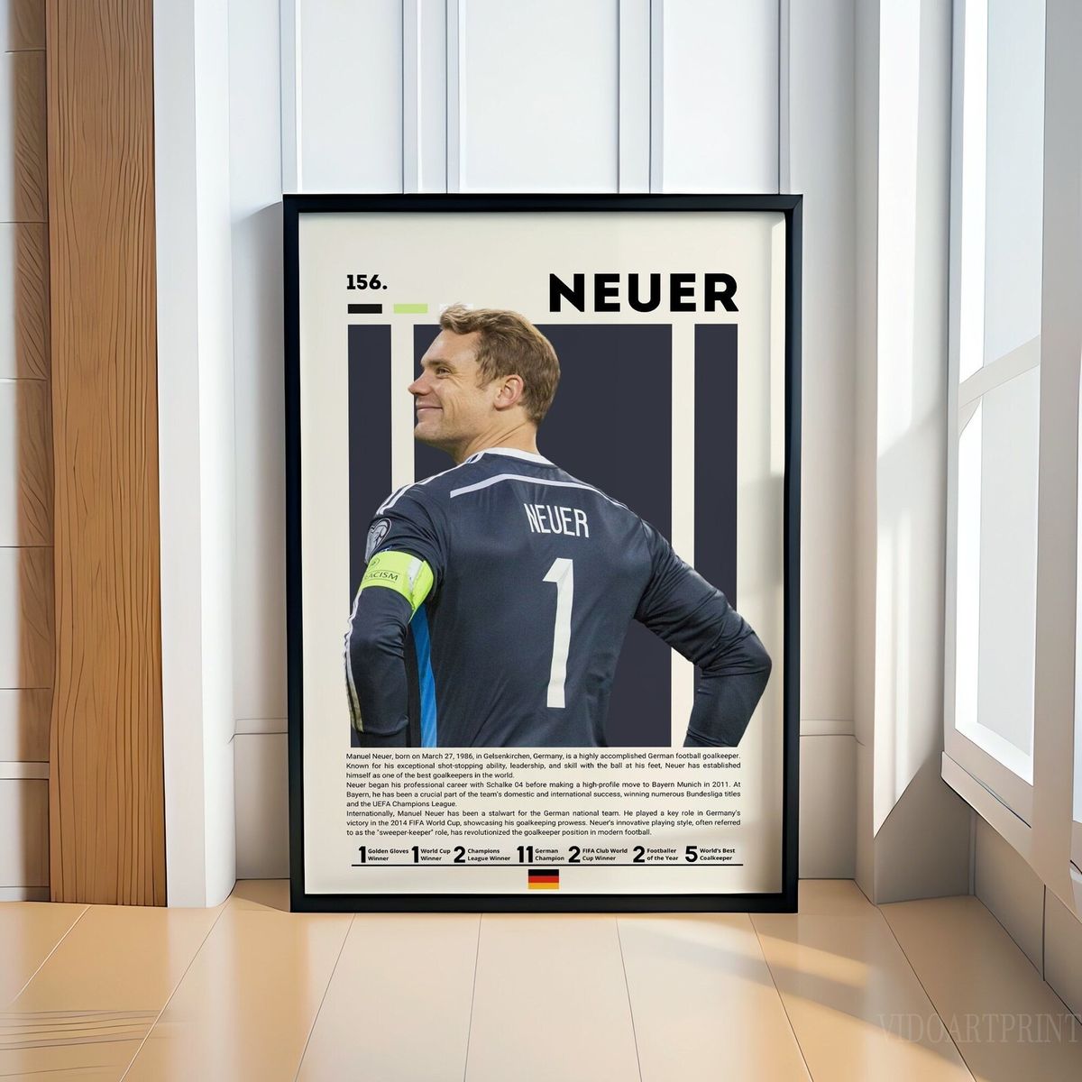 GENERICO - Cuadro Fútbol Manuel Neuer Muro Alemán Bayern Munich Portero I Leyenda Decoración Deportiva Marco