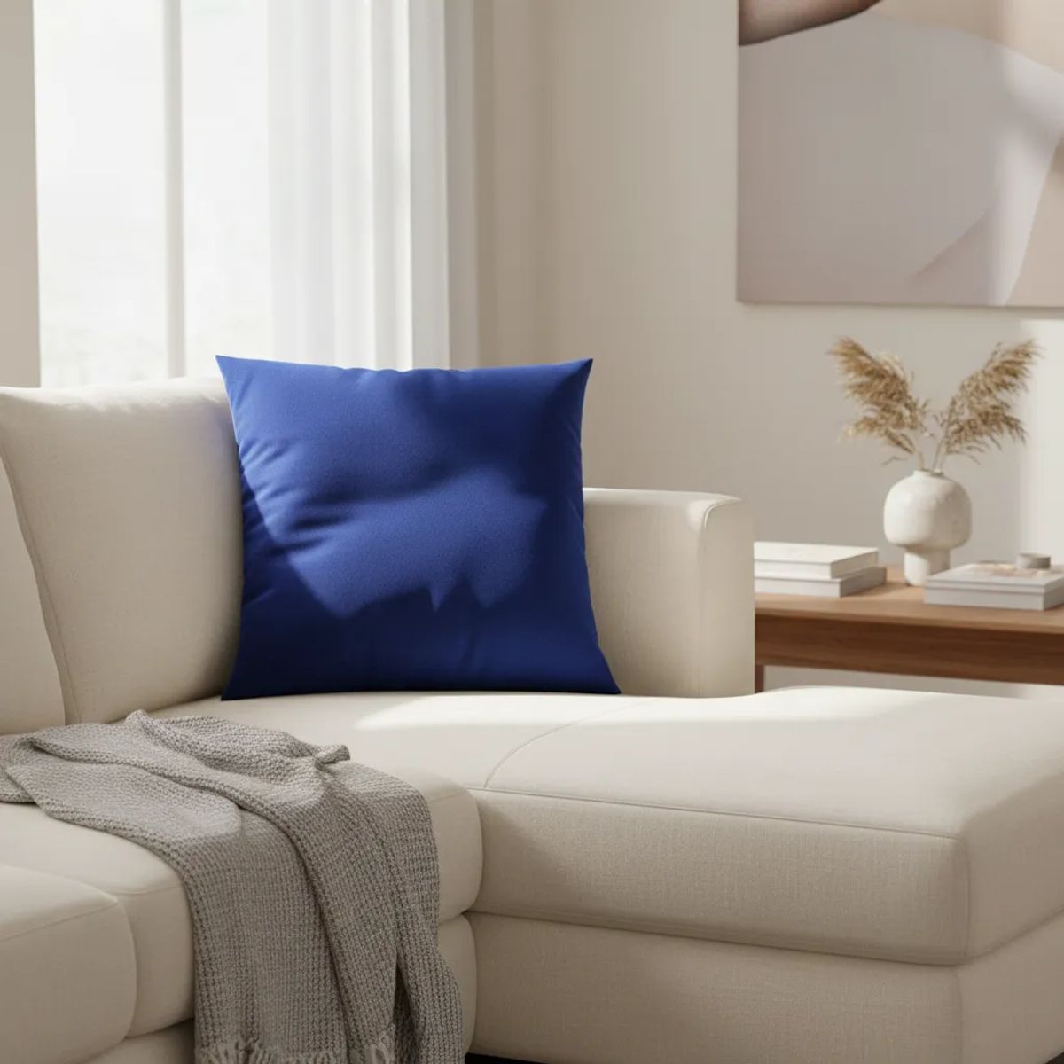GENERICO - Funda De Cojín 45x45cm Azul Navy Intenso Para Sofas Y Camas Negro Lisa