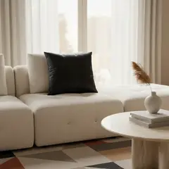 GENERICO - Funda De Cojín 45x45cm Negro Intenso Para Sofas Y Camas Negro Lisa
