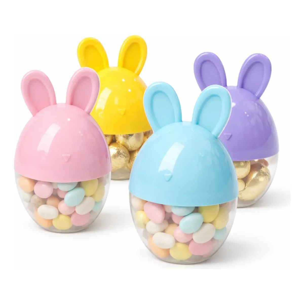 GENERICO - Pack X36 Huevos Acrílicos Pascua Conejo Contenedor Dulces Multicolor Conejo Pascua Acrilico