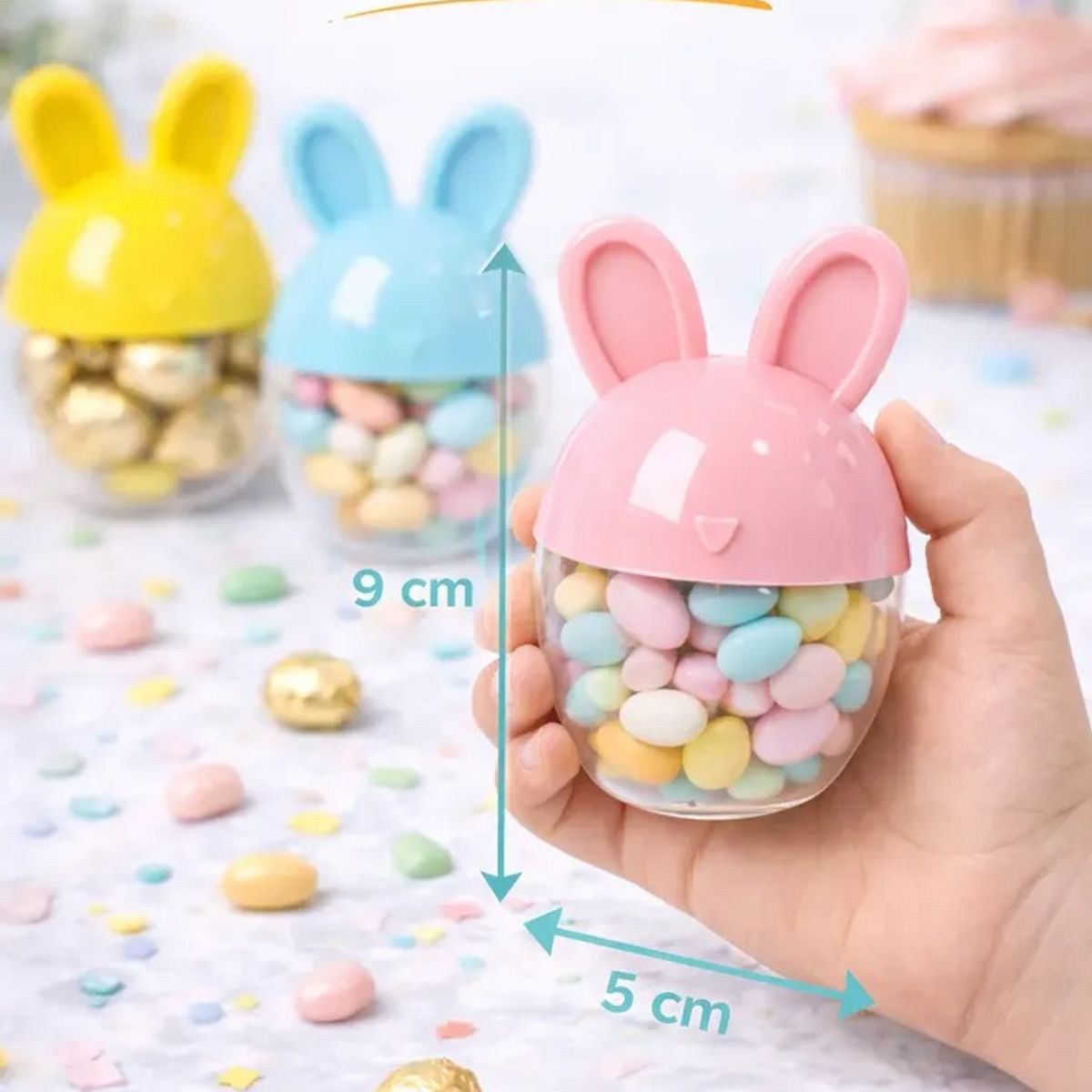 GENERICO - Pack X36 Huevos Acrílicos Pascua Conejo Contenedor Dulces Multicolor Conejo Pascua Acrilico