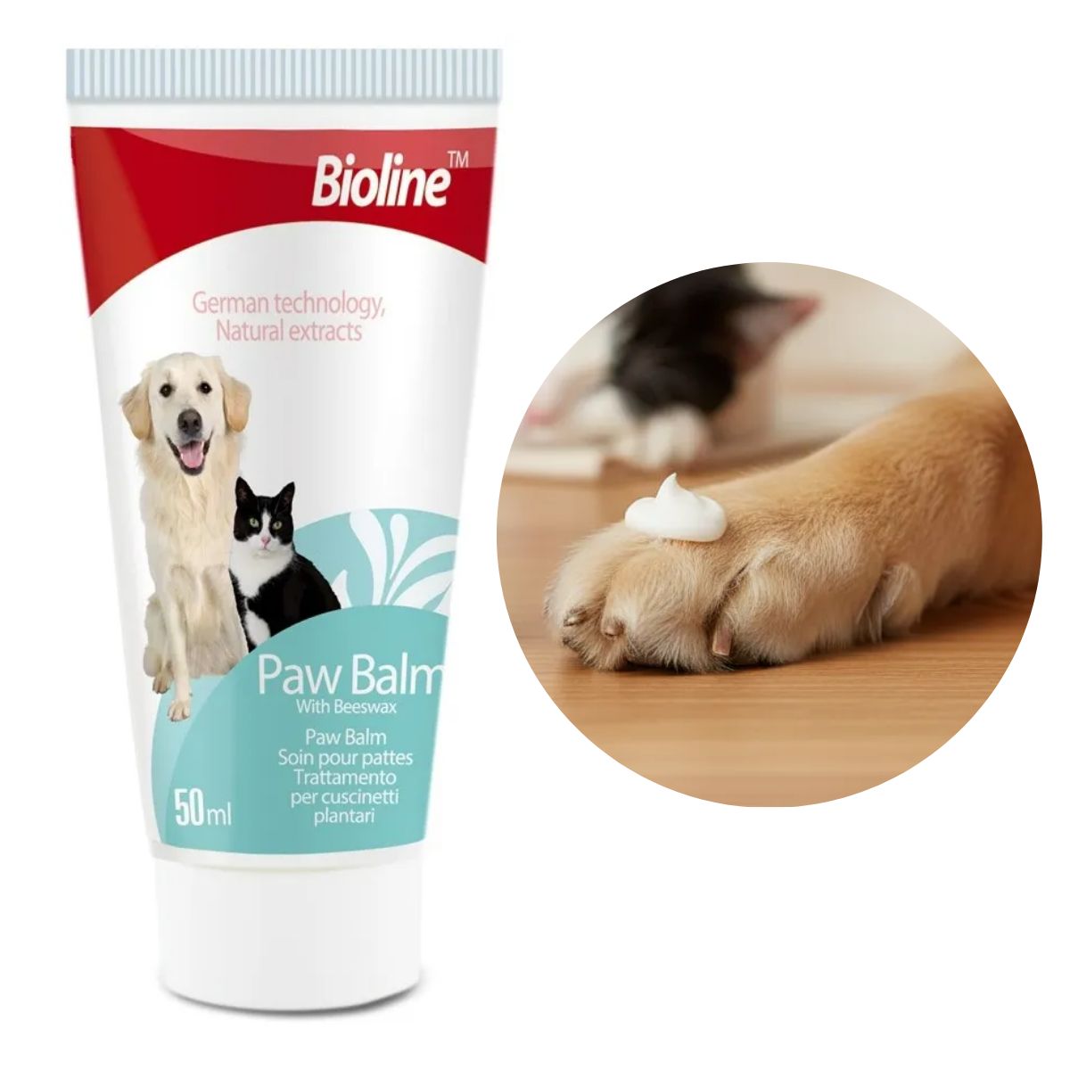 BIOLINE - Bálsamo Hidratante Patas Perros Gatos Bioline Paw Balm 50g