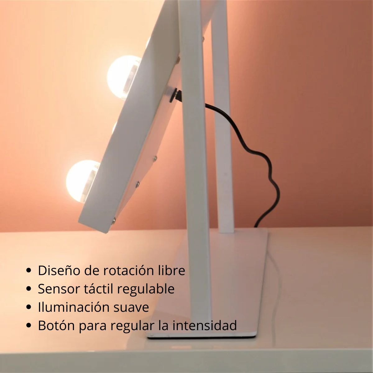 GENERICO - Espejo Maquillaje De Mesa 12 Focos Led Touch Rotación 360
