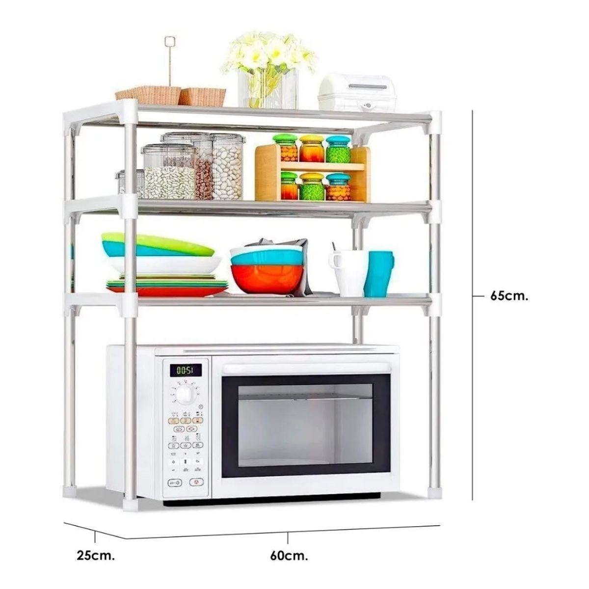 GENERICO - Organizador Metálico 3 Niveles Cocina Baño Multiuso