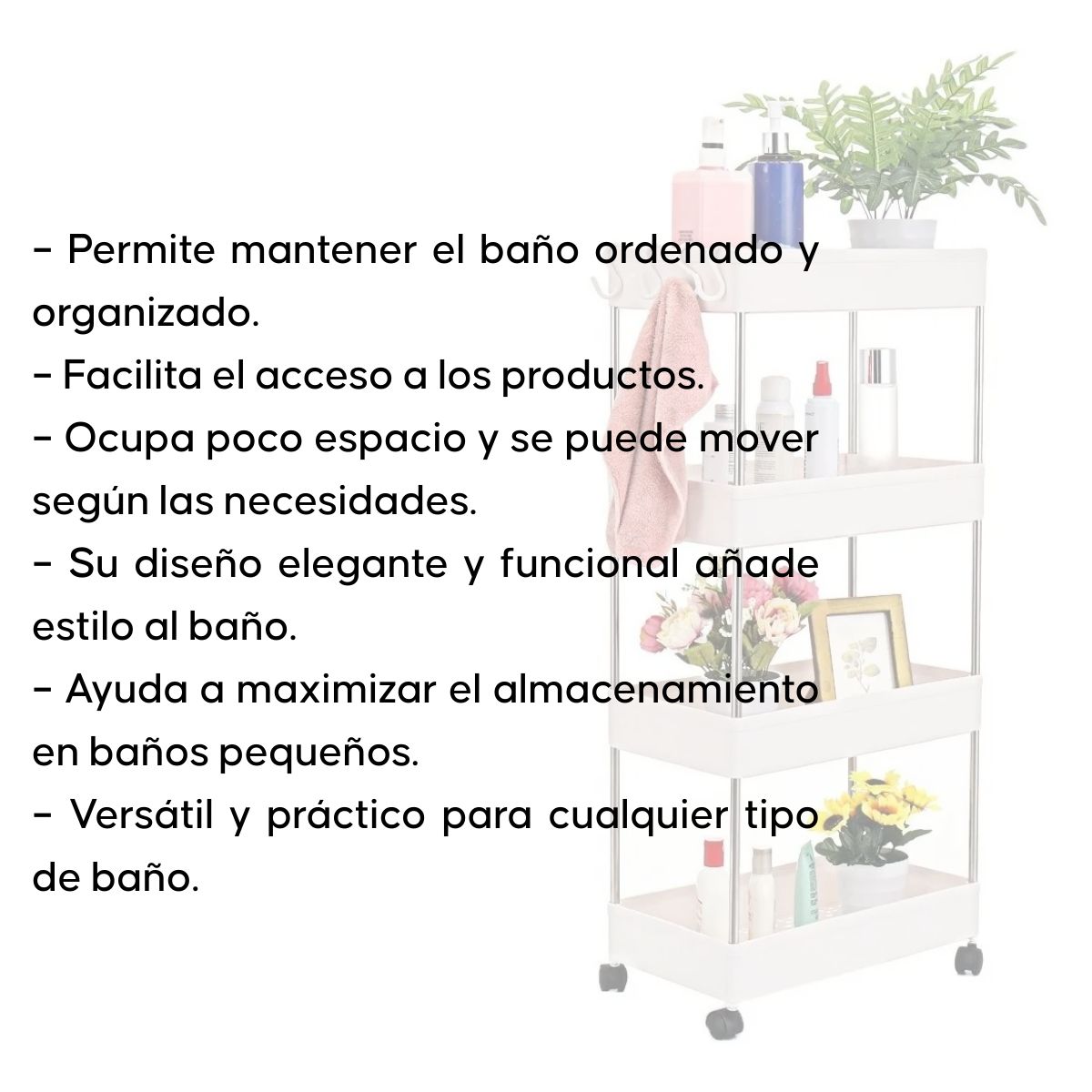 GENERICO - Carrito Organizador Multiuso Delgado 4 Niveles Con Ruedas