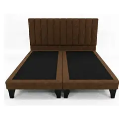 GENERICO - D Cama Premium - Diseño Acanalado Felpa/Lino 2 plaza cafe