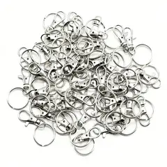 GENERICO - 50 Mosquetones Metálicos Plateados Con Anilla, Llaveros