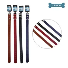 GENERICO - Collar PU para mascota Color Aleatorio 15mm x39cm 12pcs