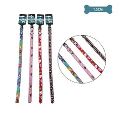 GENERICO - Collar PU con diseño para mascota Color Aleatorio 15mm 12pcs