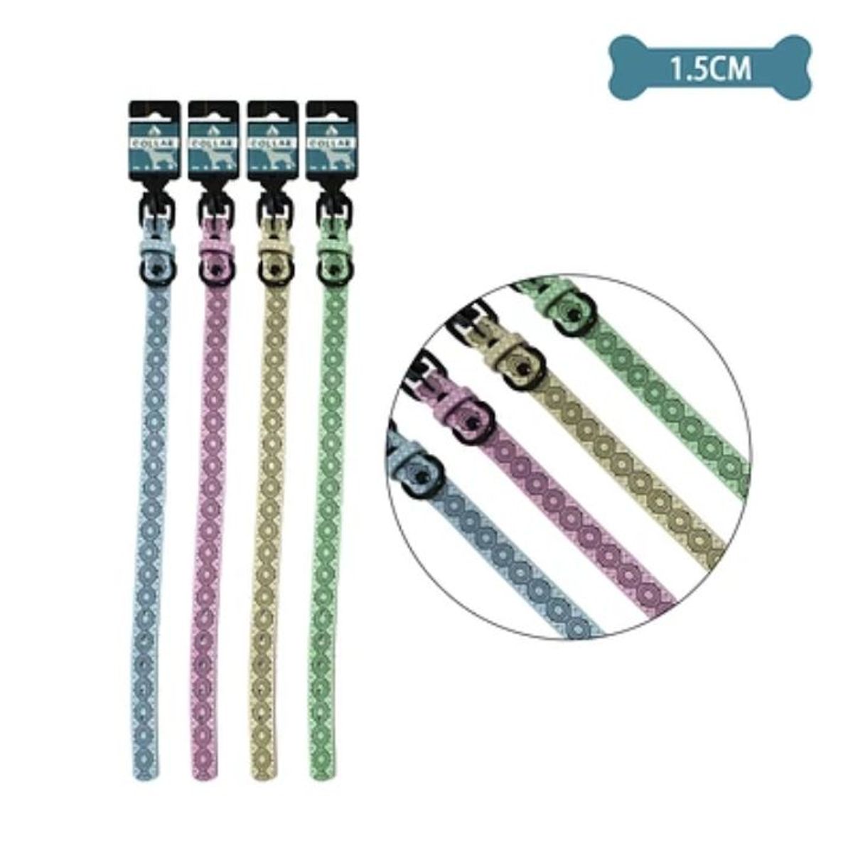GENERICO - Collar PU para mascota Color Aleatorio 15mm 12pcs