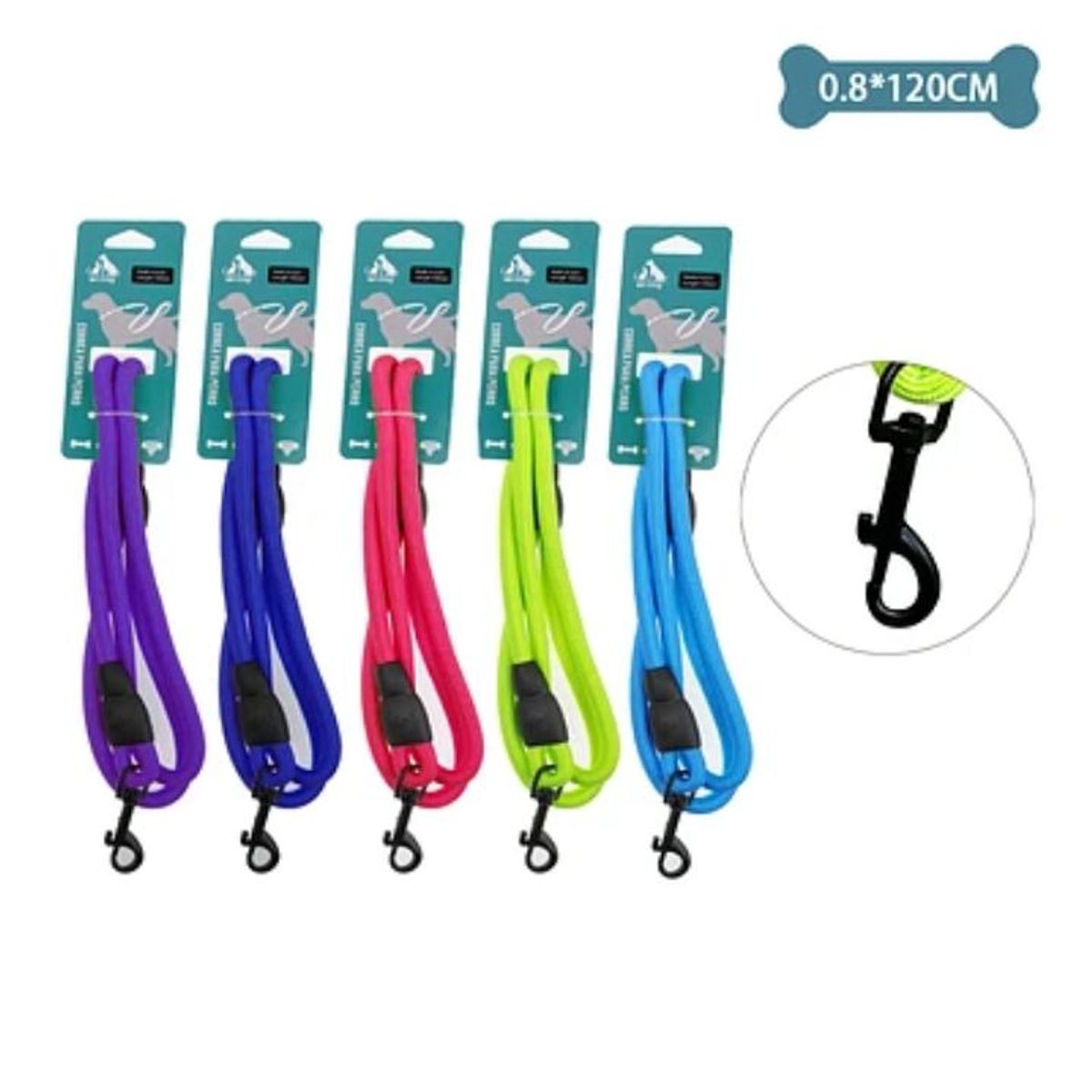 GENERICO - Correa redonda para mascota 0.8cm x1.2m Color Aleatorio