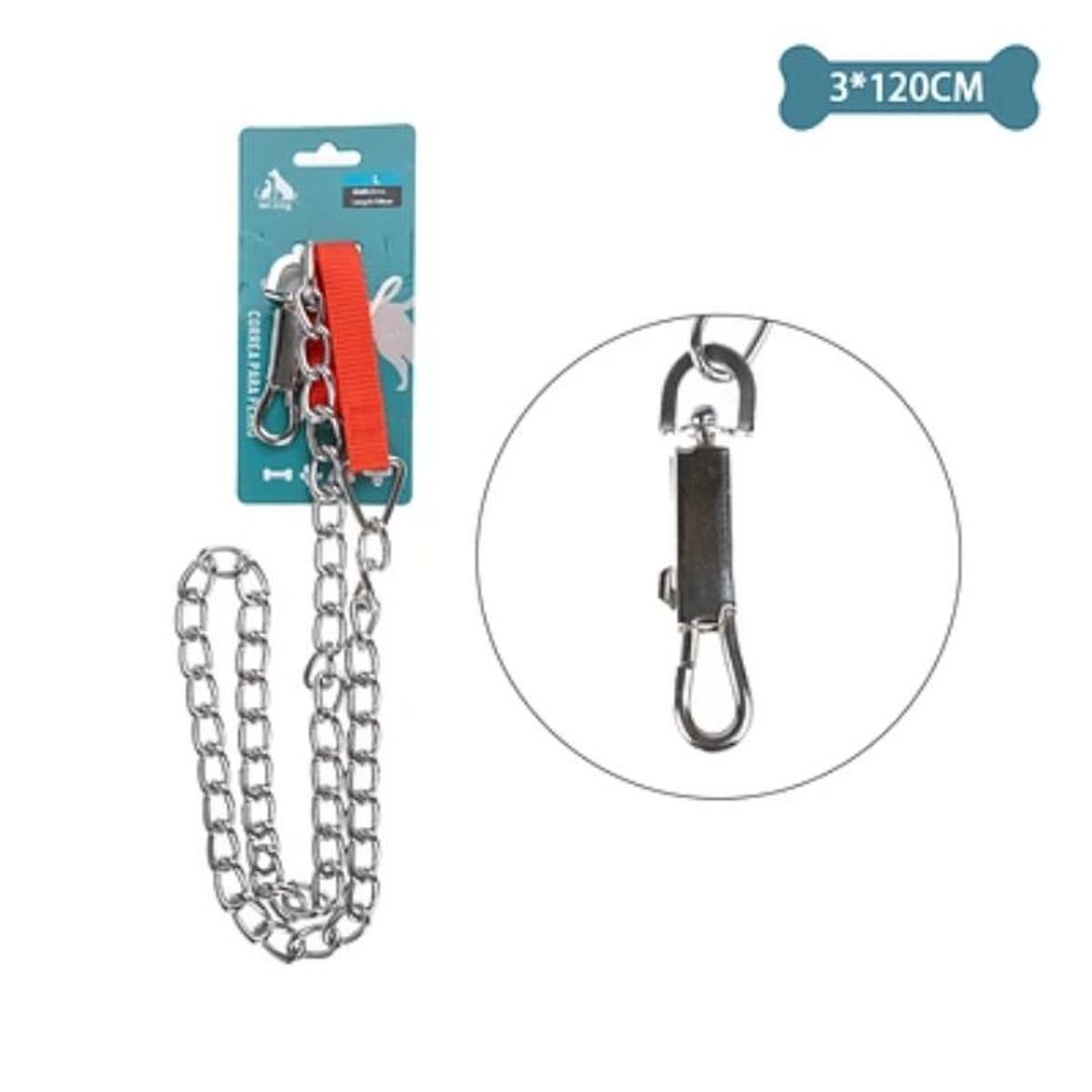 GENERICO - Correa cadena para mascota 3.0mm x1.2m