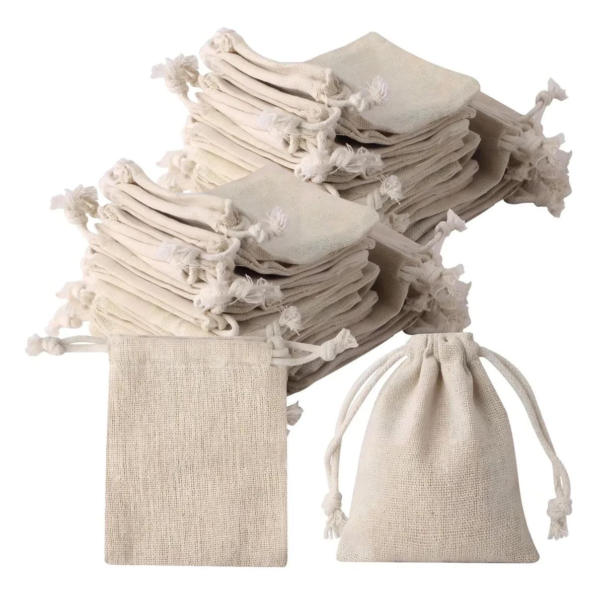 ATURE - 60 Bolsas De Regalo Pequeñas De 8 X10 Cm, Bolsas De Joyería Beige