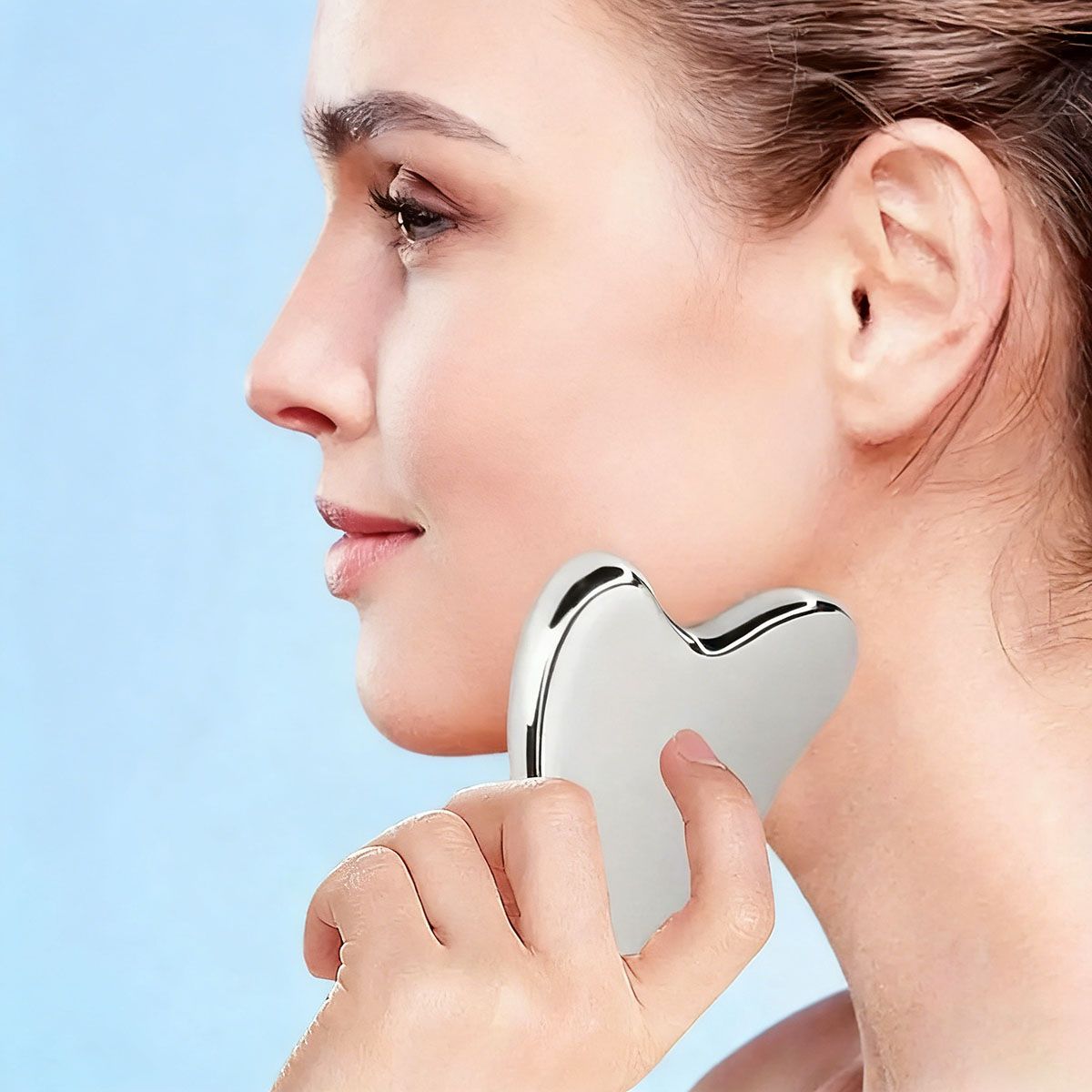 MOONCORE - Masajeador Facial Corazón Acero Inoxidable Gua Sha