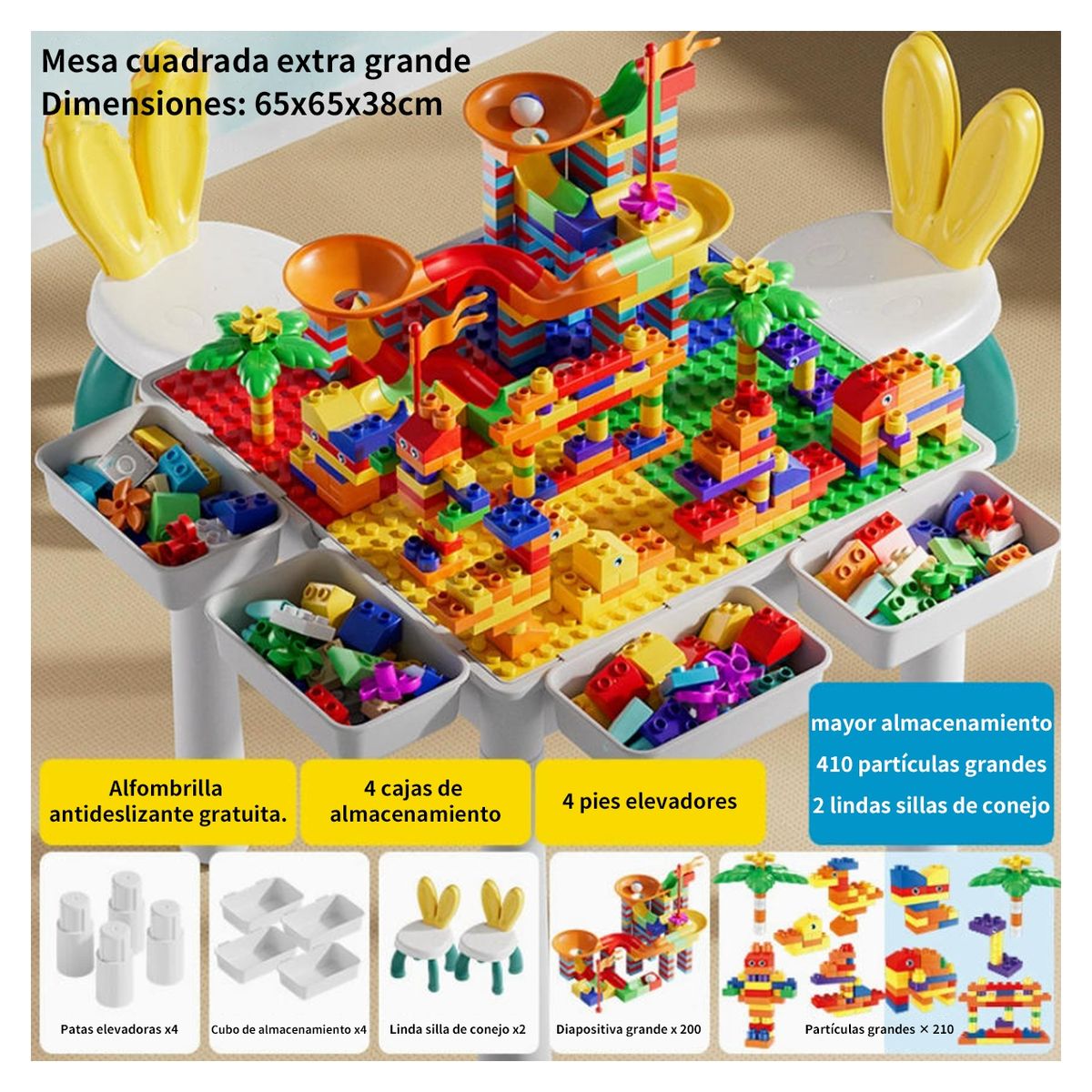 KINDA NICE - 410 Piezas:juego Para Armar Mesa Y Sillas,juguete Para Niños Como Se Muestra En La Imagen