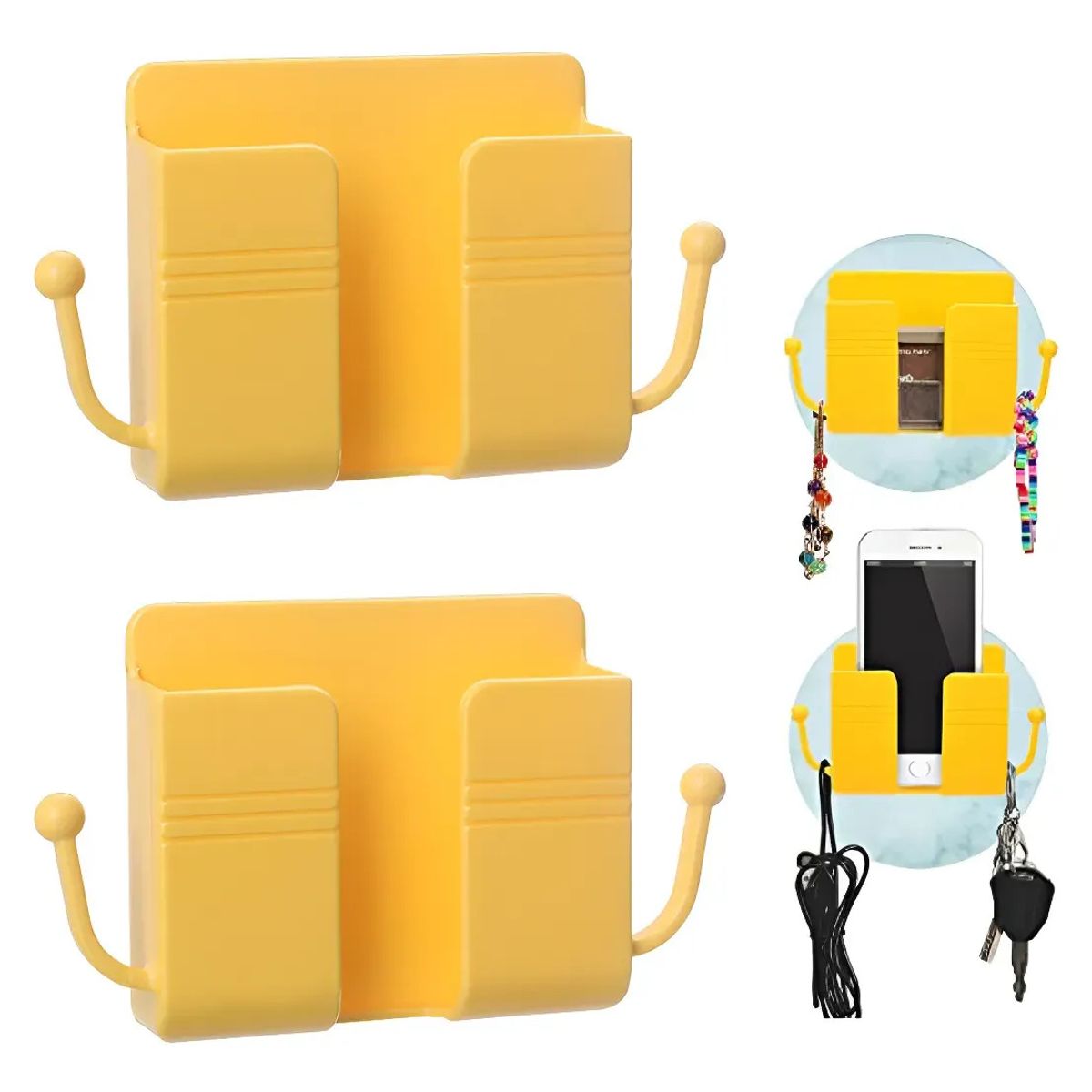 GENERICO - 4 Soporte Adhesivo De Pared Para Celular Y Accesorios- Amarillo