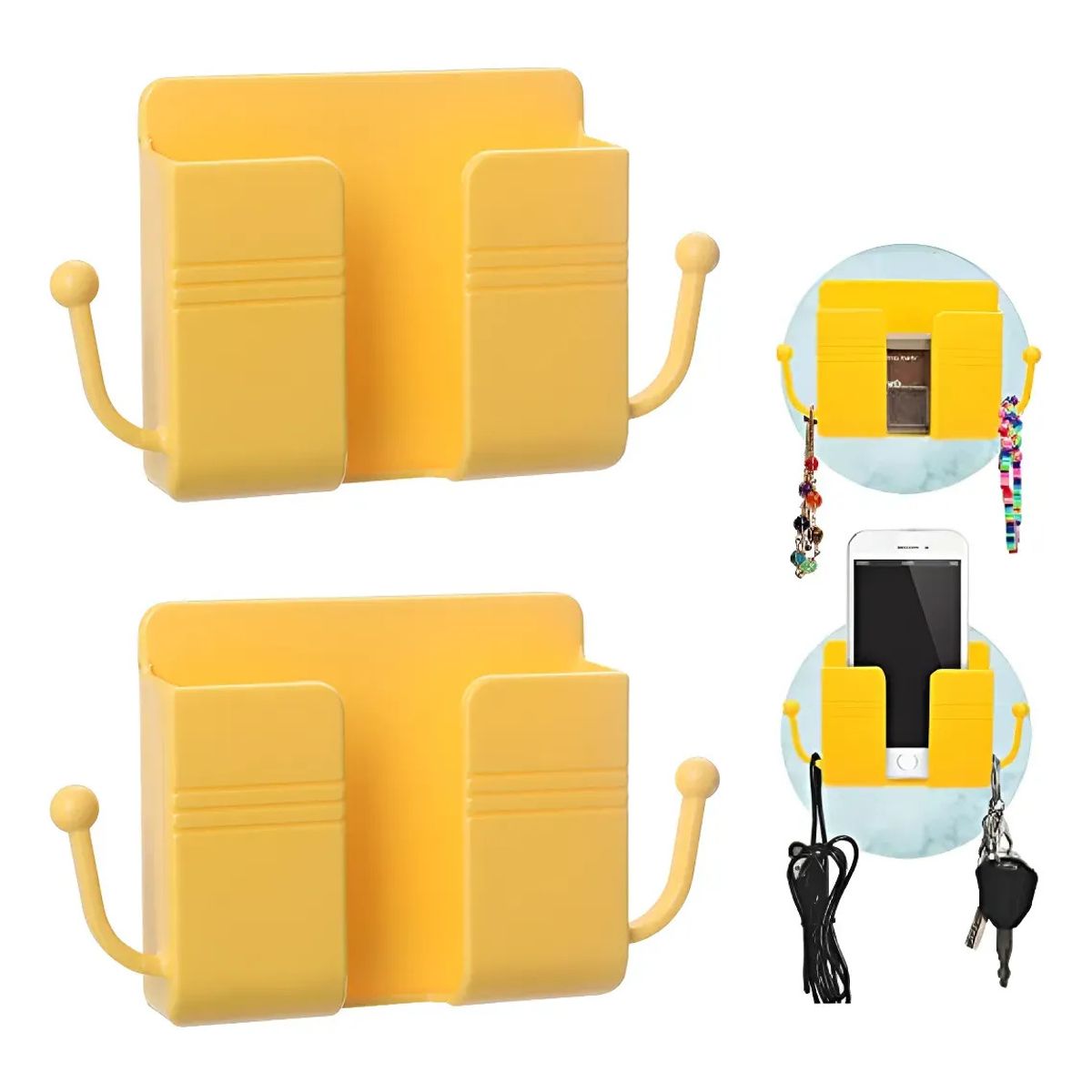 GENERICO - 4 Soporte Adhesivo De Pared Para Celular Y Accesorios- Amarillo