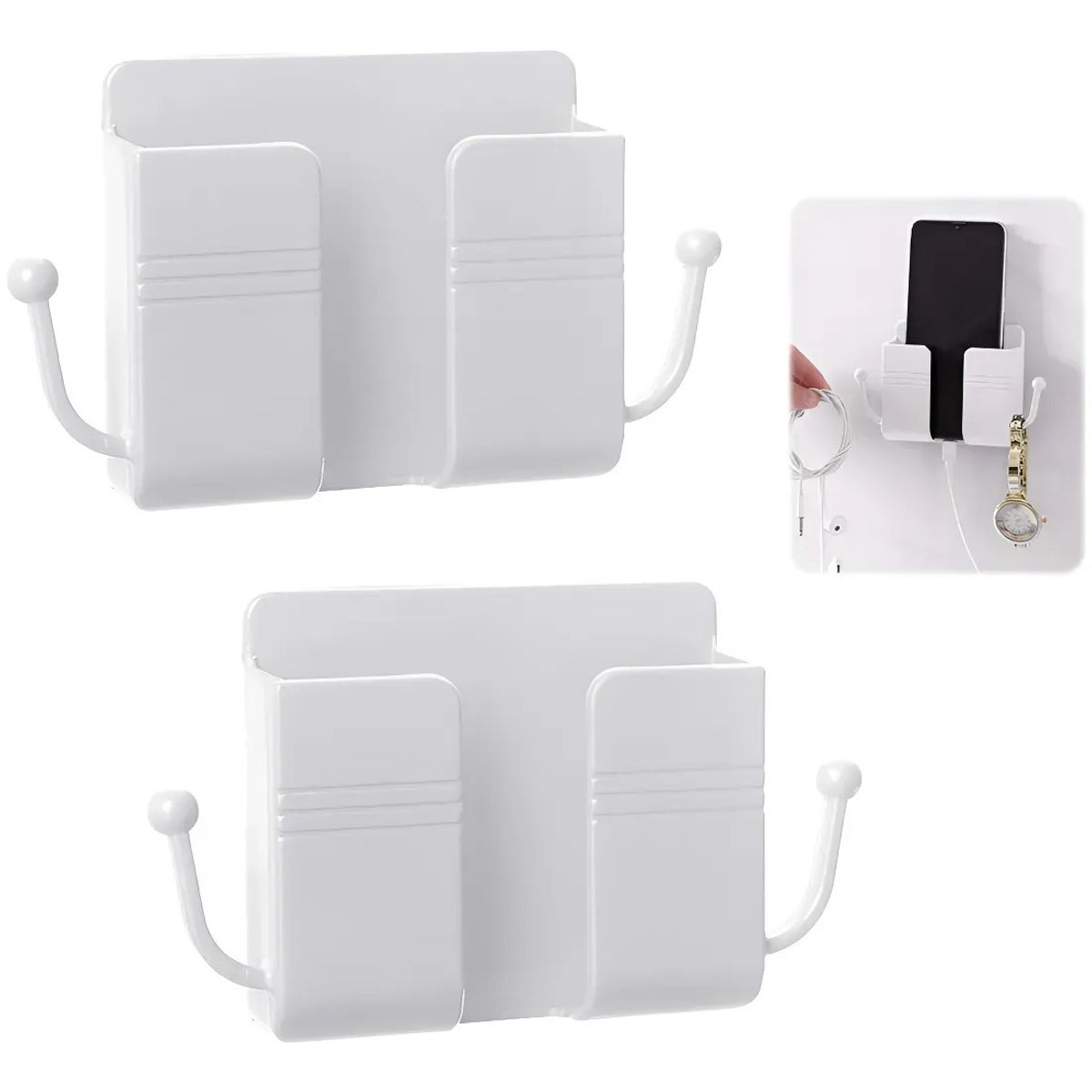 GENERICO - 4 Soporte Adhesivo De Pared Para Celular Y Accesorios-Blanco
