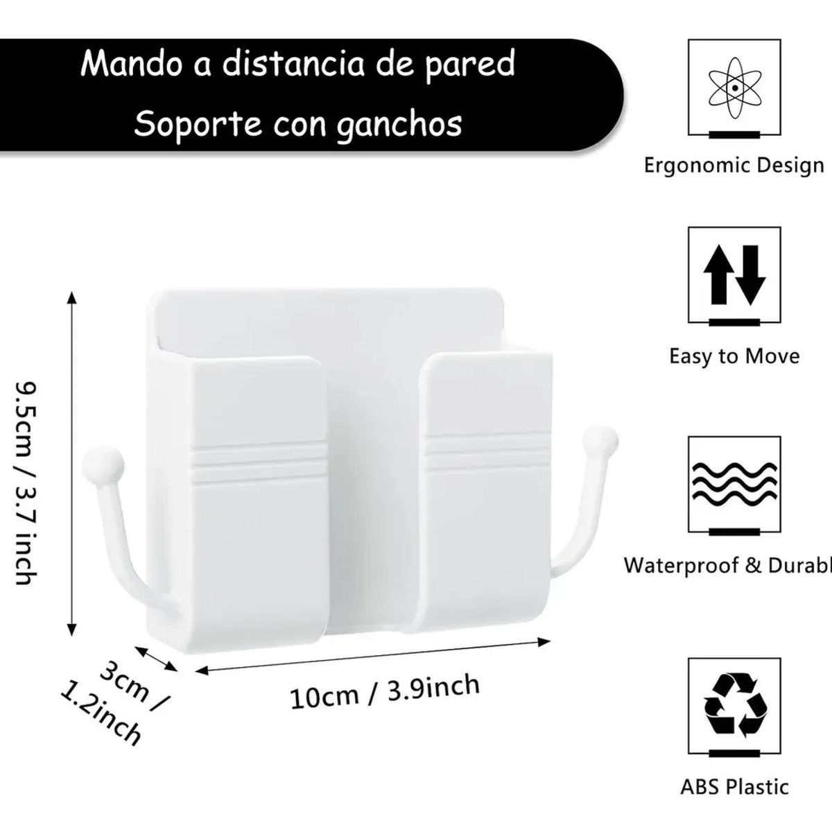 GENERICO - 4 Soporte Adhesivo De Pared Para Celular Y Accesorios-Blanco
