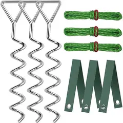 AIZO - Kit de Anclaje Espiral para Arboles y Jardin 9 Piezas
