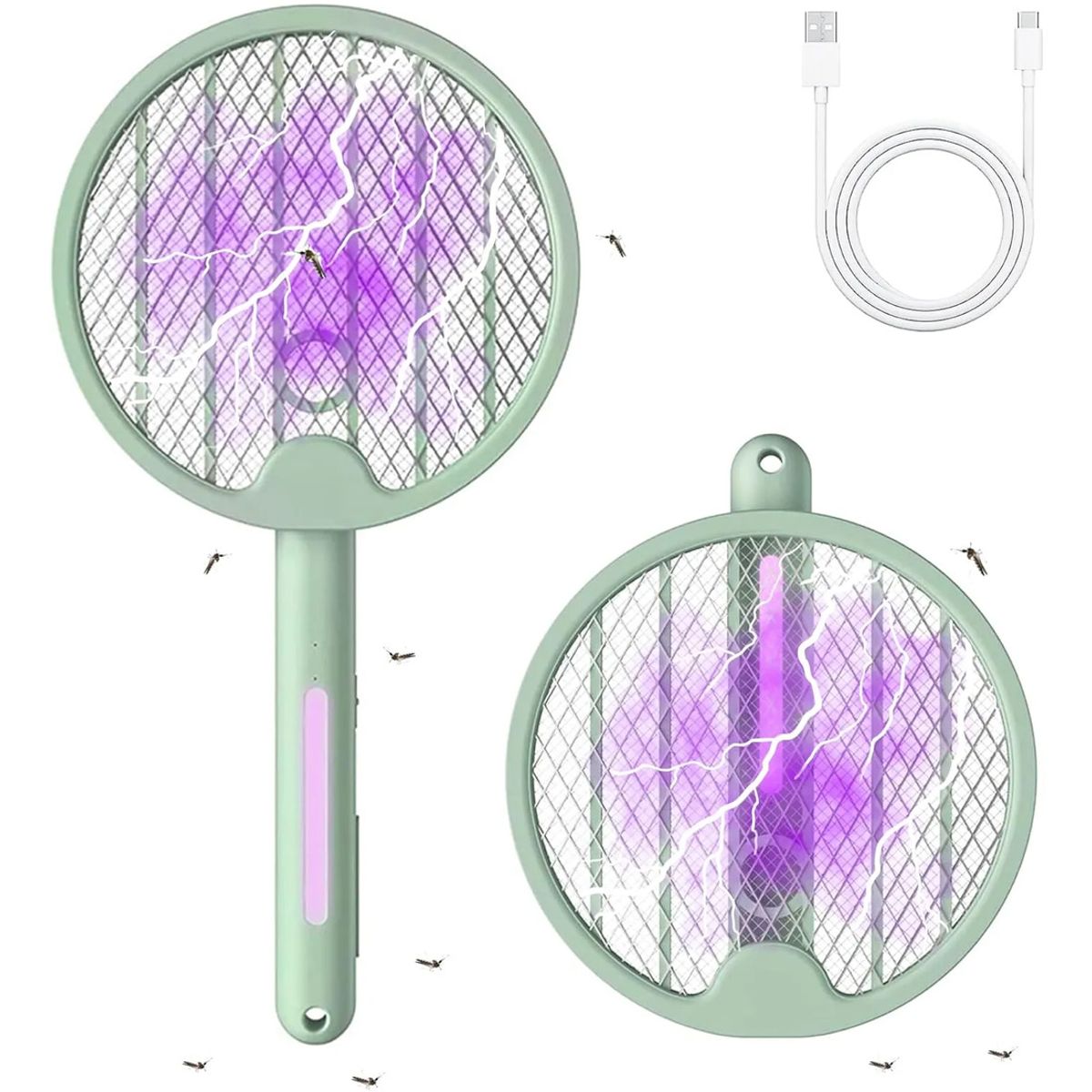 GENERICO - 2 en 1 Raqueta Plegable Antimosquitos Recargable Para Dormito