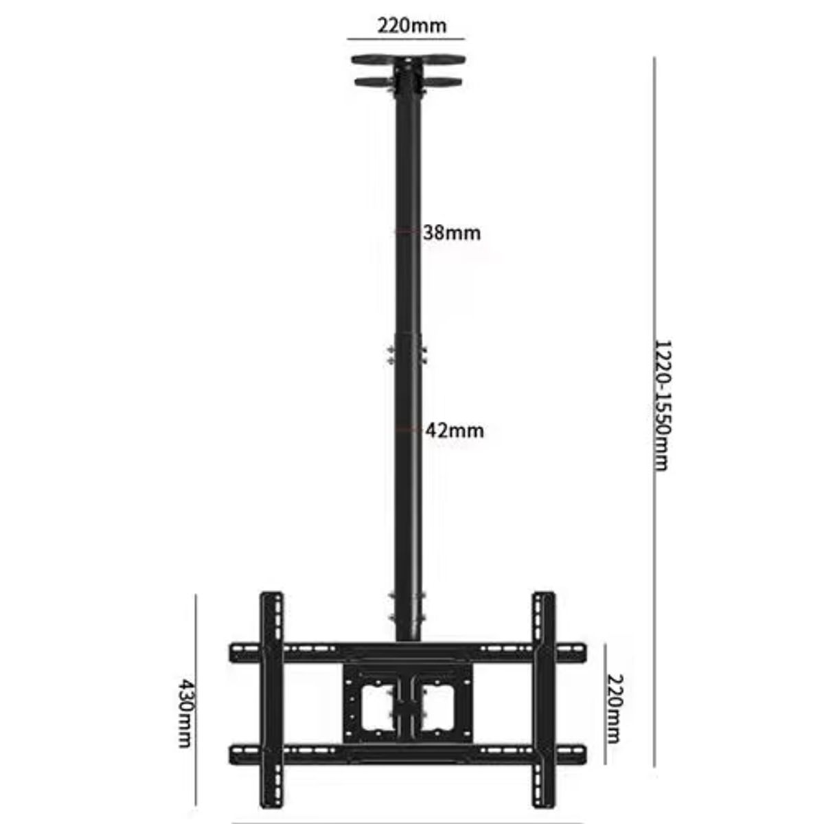KINDA NICE - Soporte De Techo Giratorio Retráctil Para Tv 32-75 Pulgadas Negro
