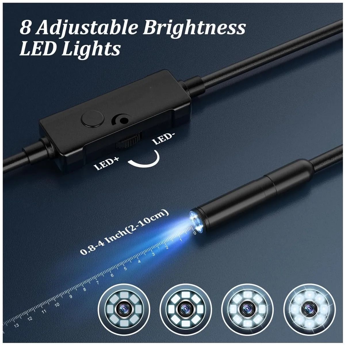 GENERICO - Endoscopio Cámara Hd 8 Luces Led