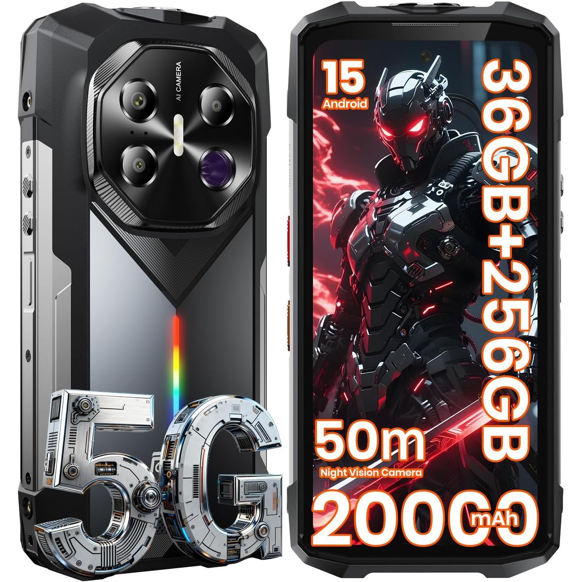 FOSSIBOT - FOSSIBOT F113 5G Celular 36GB+256GB Android 15 Smartphone