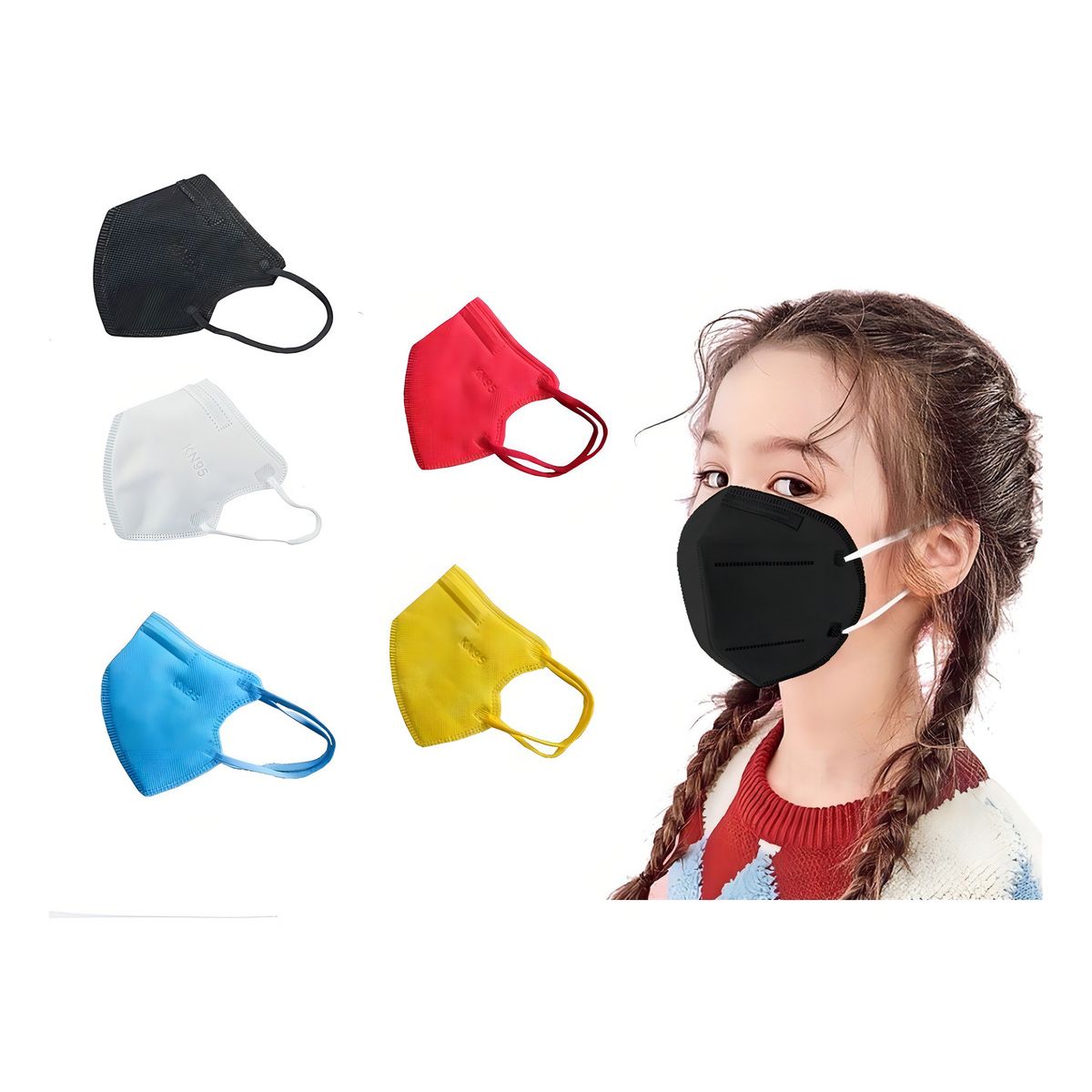 GENERICO - X10 Mascarillas Niños Kn95 5 Pliegues Antiviral Reutilizable Color Colores-niños