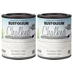 RUST-OLEUM - 2 Pack Pintura Tizada Brochable Blanco Tiza Ultra Mate 887 ml 700117