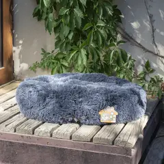 BUDDY'S PET SUPPLIES - Cama Antiestrés Ultrasuave Gris Perro Gato Mascota 70 cm