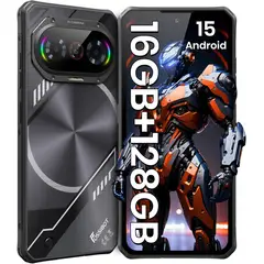 FOSSIBOT - F114 Celular 16GB+128GB Android 15 Smartphone-Negro