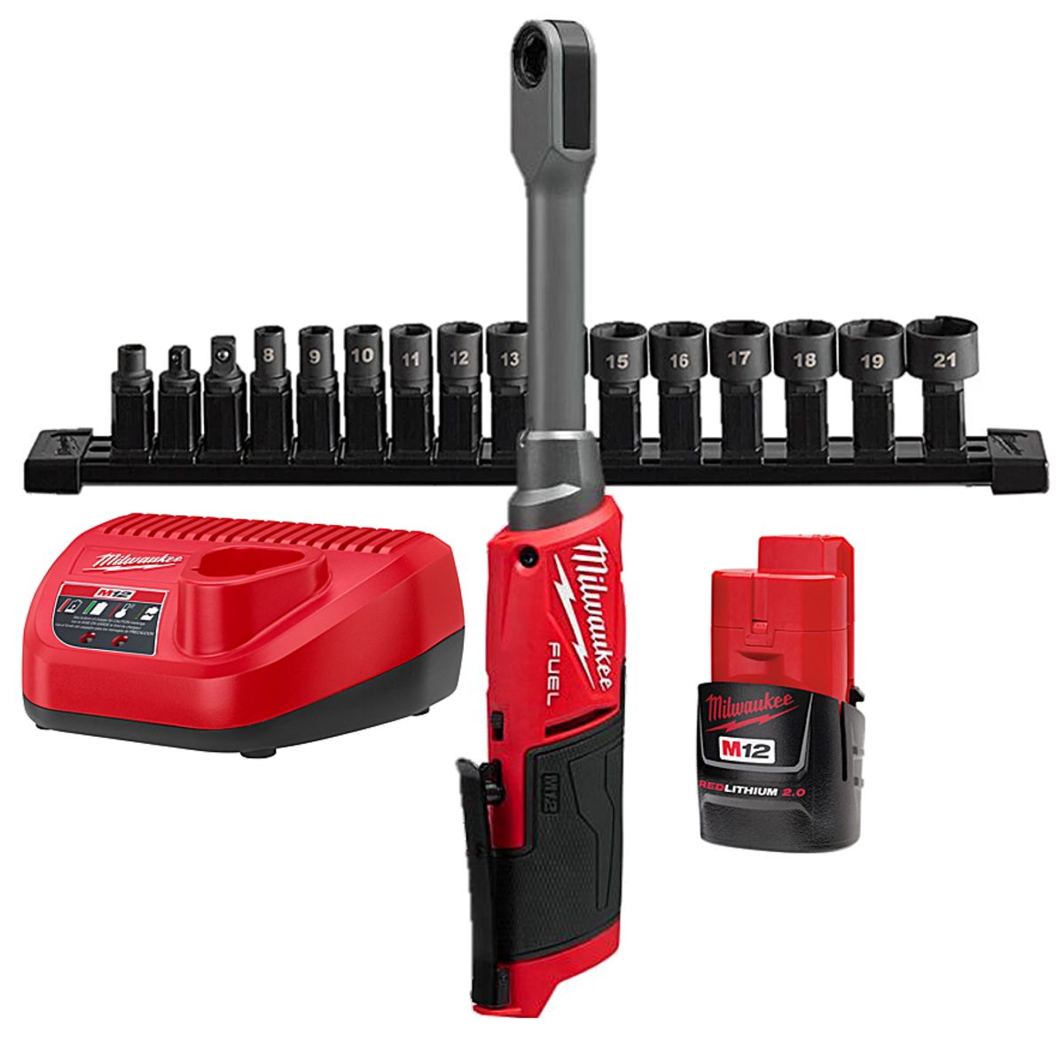 MILWAUKEE - Kit Llave Chicharra Extendida M12 Milwaukee 3050-21