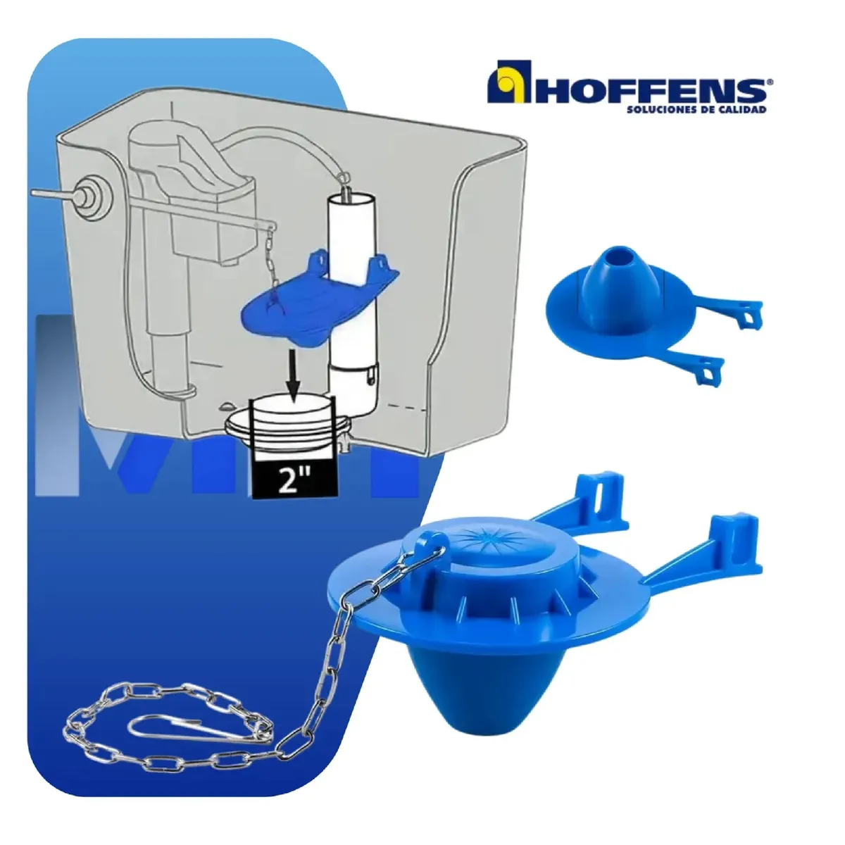 HOFFENS - Flapper Sapo Universal Azul Para Wc Sellado Hermetico Hoffen