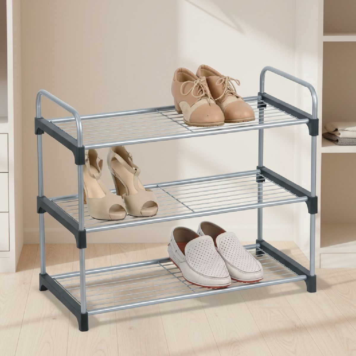HOME LOGICS - Rack Organizador Zapatos 3 Niveles Malla Home Logics