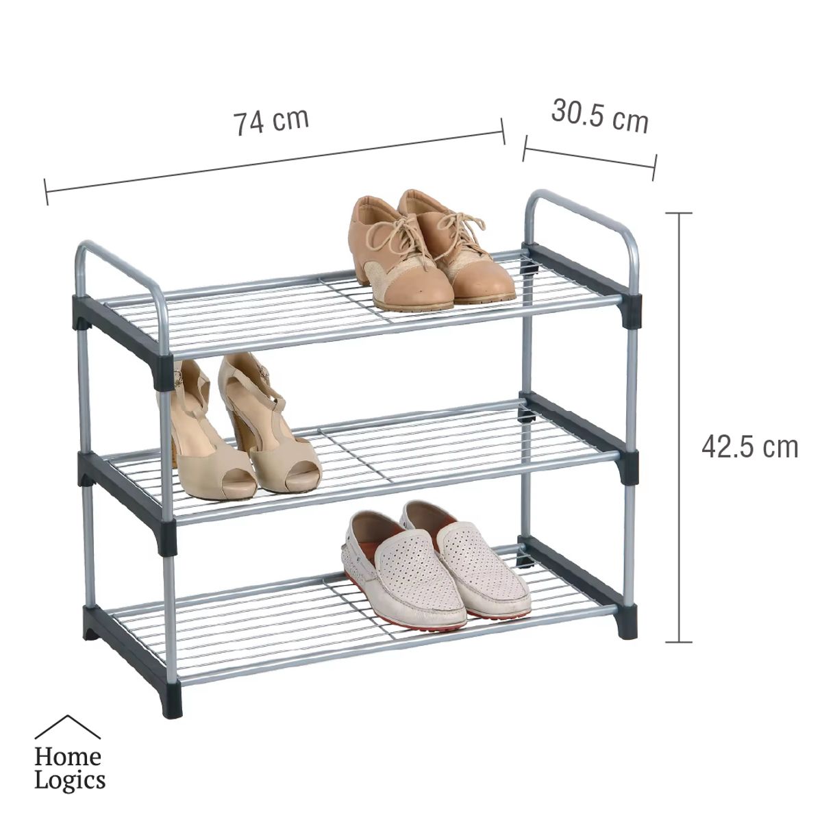 HOME LOGICS - Rack Organizador Zapatos 3 Niveles Malla Home Logics