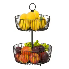 HOME LOGICS - Frutero De Mesa Canasto Para Frutas Cocina Hogar 2 Niveles